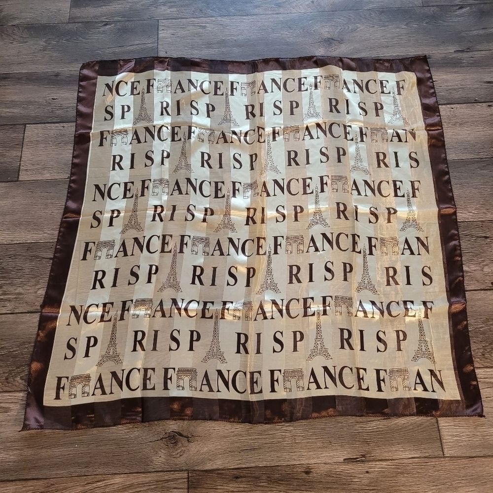 Vintage J. Mico Sancho Paris France Souvenir Scarf – Eiffel Tower Print